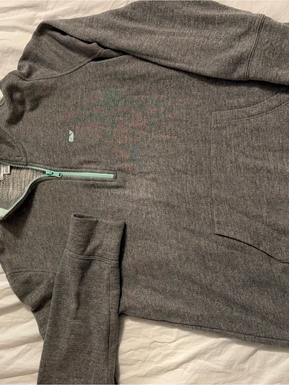 Vineyard Vines Women’s Charcoal Zip-Up Sweater with Mint Accents